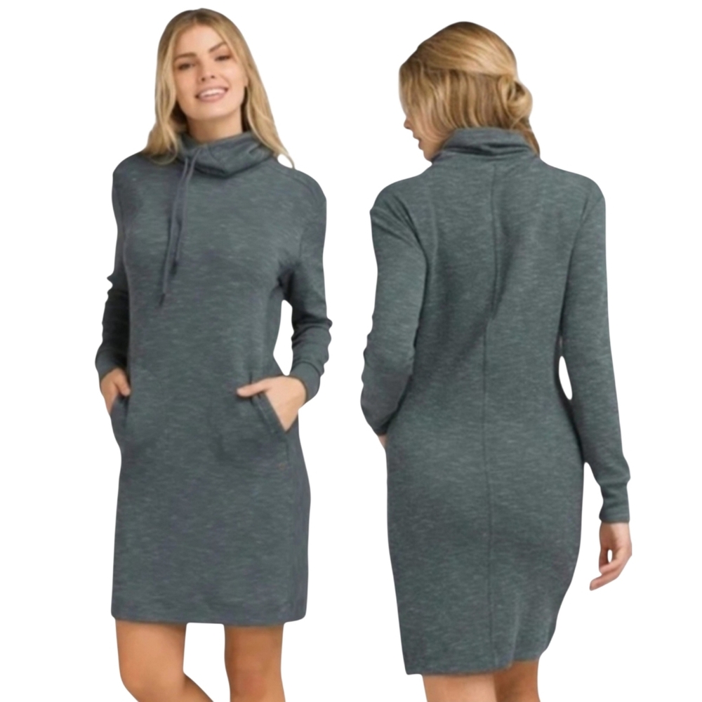 Prana Sunrise Long Sleeve Cowl Neck Minimalist Sweater Dress Sz S